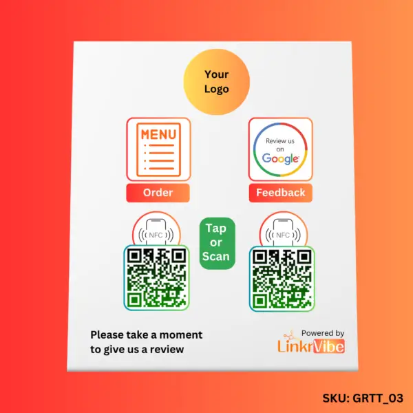 NFC and QR Code-Enabled Restaurant Menu Tabletop with Google Review Feature