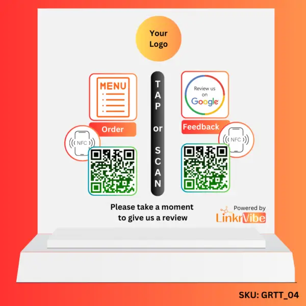 NFC and QR Code-Enabled Restaurant Menu Tabletop with Google Review Feature - Image 2